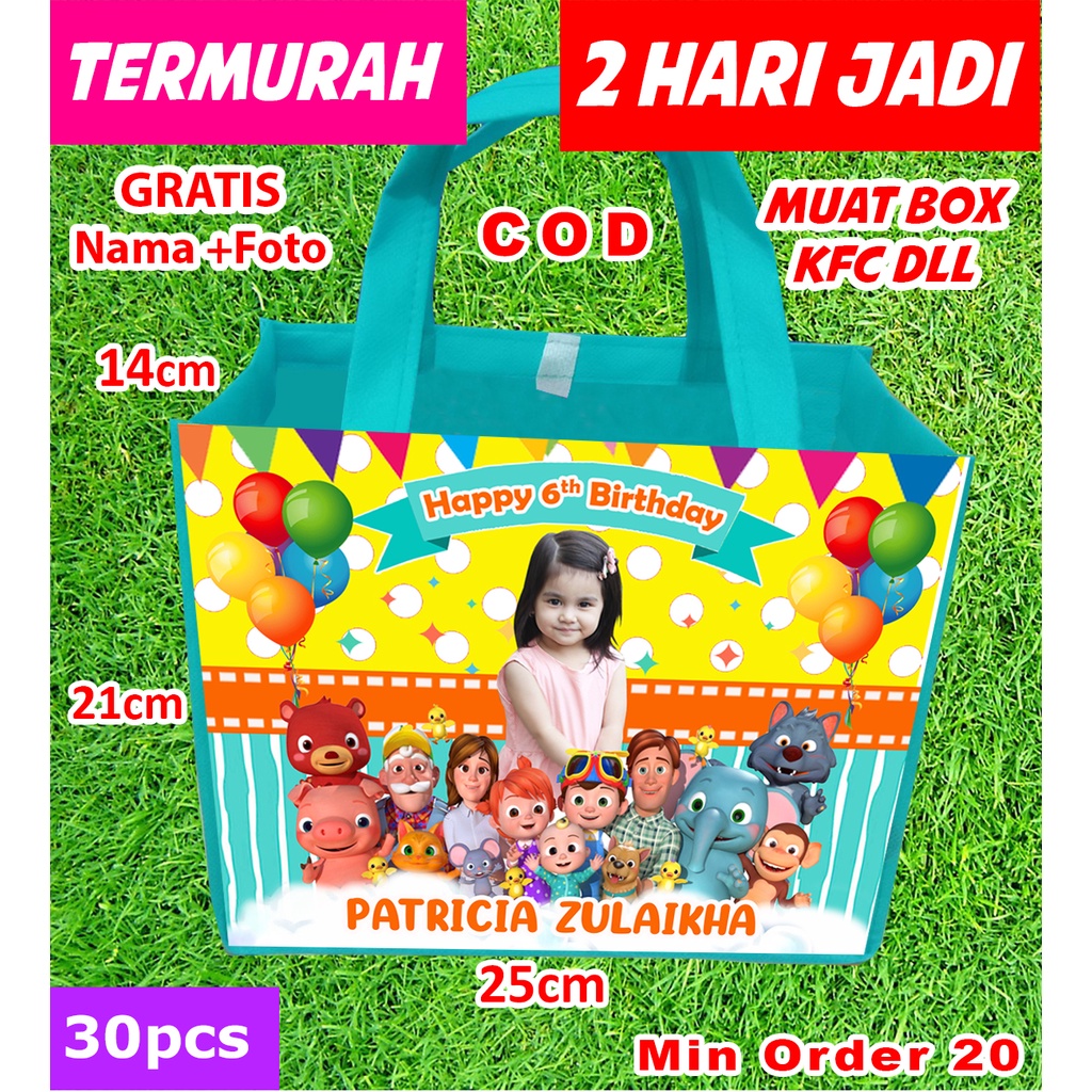 

Tas Ultah Anak / Tas Goodiebag Makanan / Bahan Bagus Lembut Tidak Kasar Harga Murah