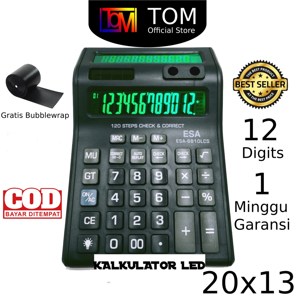 

Adn Kalkulator Digital LED 2 Layar 12 Digit ESA Lengkap