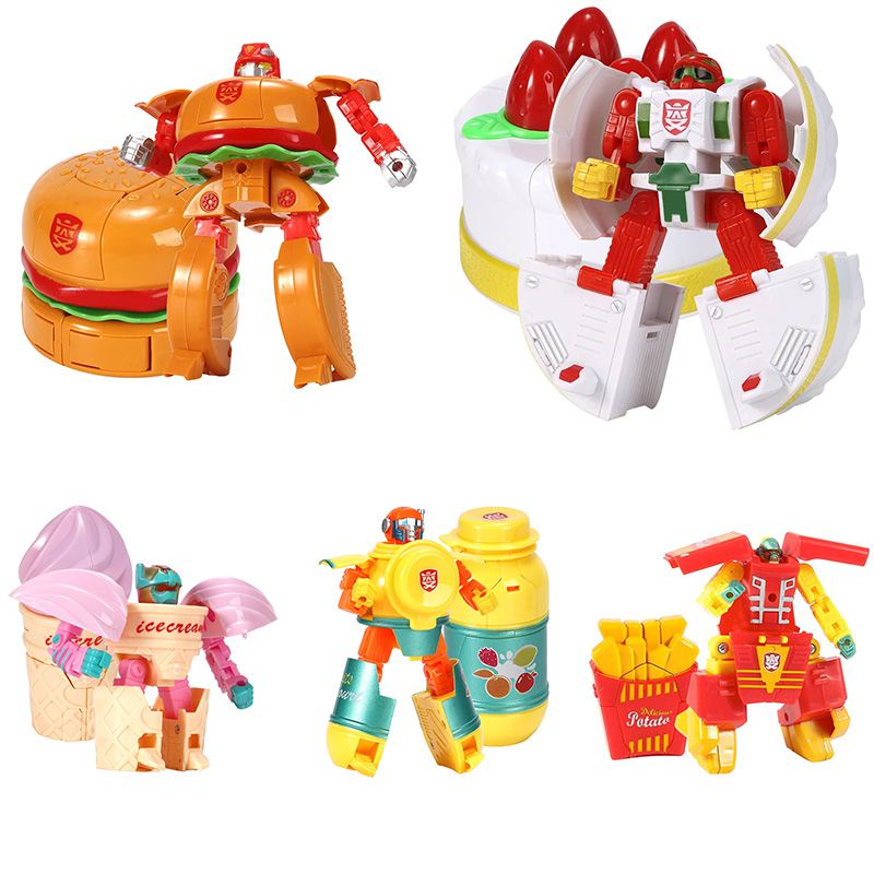 Food Deformation Toy Robot Simulation Fries Burger Ice Cream Children Mini Toys