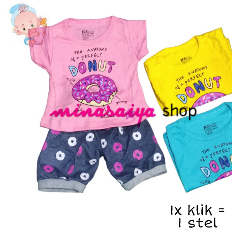 KS KIDS Setelan Bayi Perempuan Lengan Pendek Seri Warna Uk. S - L