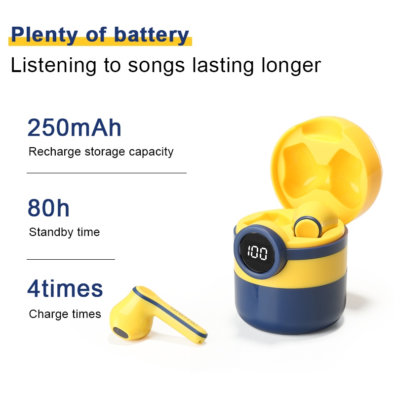 GROTIC Mi22 Headset Bluetooth Earphone TWS Karakter Earbuds True Wireless Stereo Touch Sensor LED Display-2