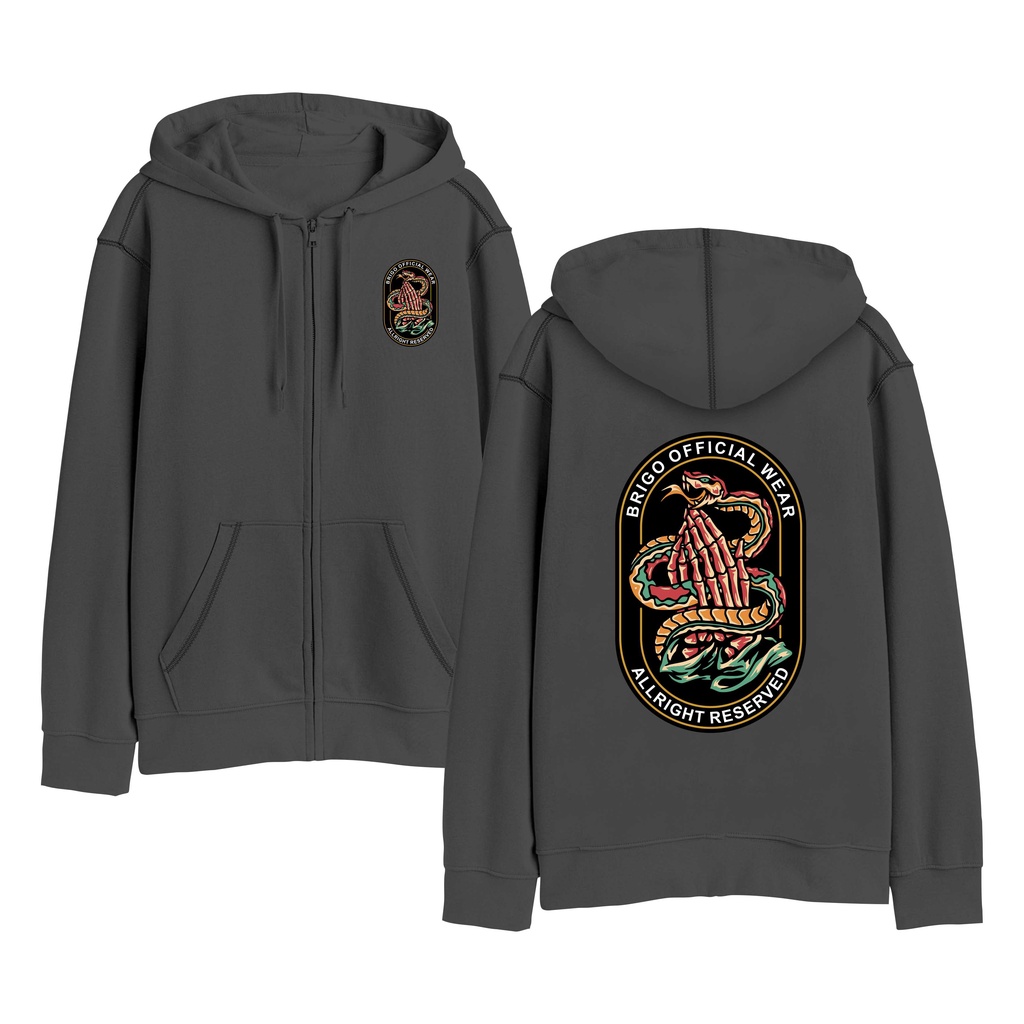 BRIGO Zipper Jumper Hoodie Please snake II Sweater Hoodie Resleting BRIGO Please snake Sablon DTF Fleece Cotton II SIZE M-XXL (Pria &amp; Wanita) Free stiker&amp;Gantungan Kunci