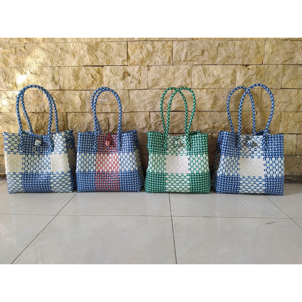 Tas Jali Jali Anyaman Plastik White Cross