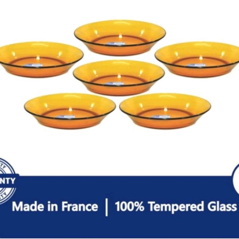 Duralex Amber Cocktail Plate 14.5 cm / Piring Cocktail [1pcs ] piring kaca 6" coklat Duralex