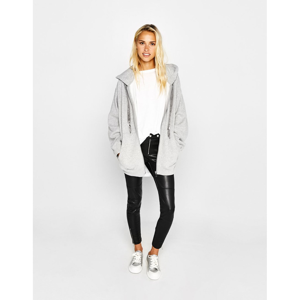 Jastip Bershka Oversized plush jersey jacket