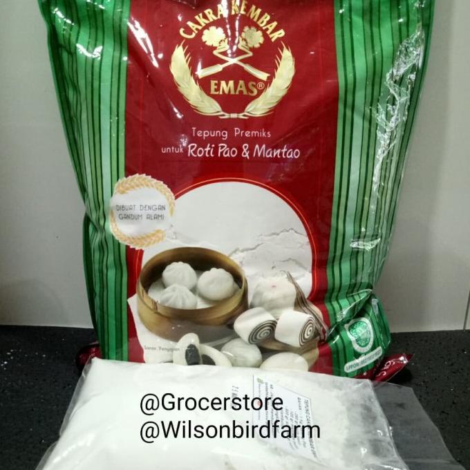 

[[COD]] Tepung Roti Pao Mantao Bakpao Cakra Kembar Emas Repack 1kg DISKON Kode 1100
