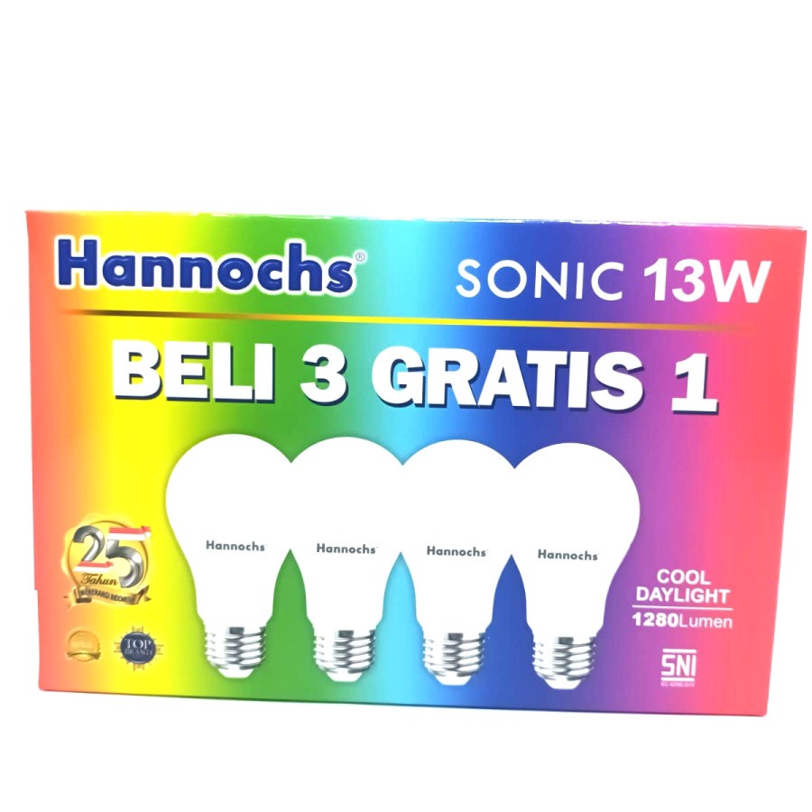 Lampu LED Hannochs Paket 13W Beli 3 Gratis 1 13 w 13 watt PUTIH