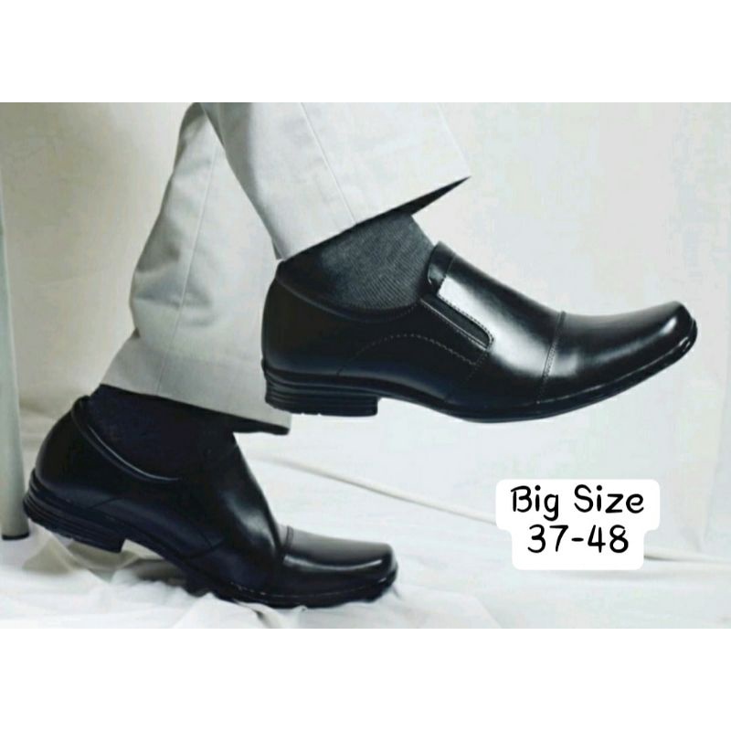 Sepatu OXPORD Pria Big Size 37-48 / Loafers Formal Pantofel Remaja Sekolah Kulit Hitam JUMBO, 37