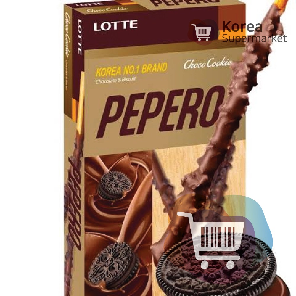 Lotte Choco Cookie Pepero 32g/Biskuit Coklat Rasa Coklat Cookies Asli Korea