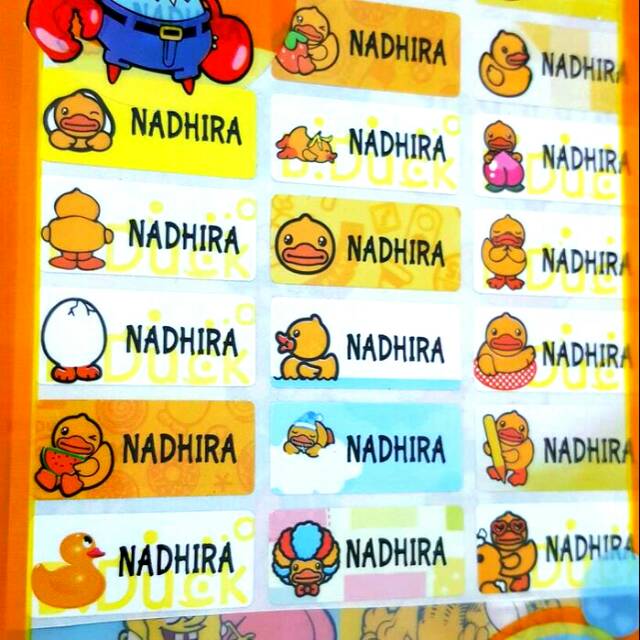 

Label nama anti air stiker waterproof Yellow Duck