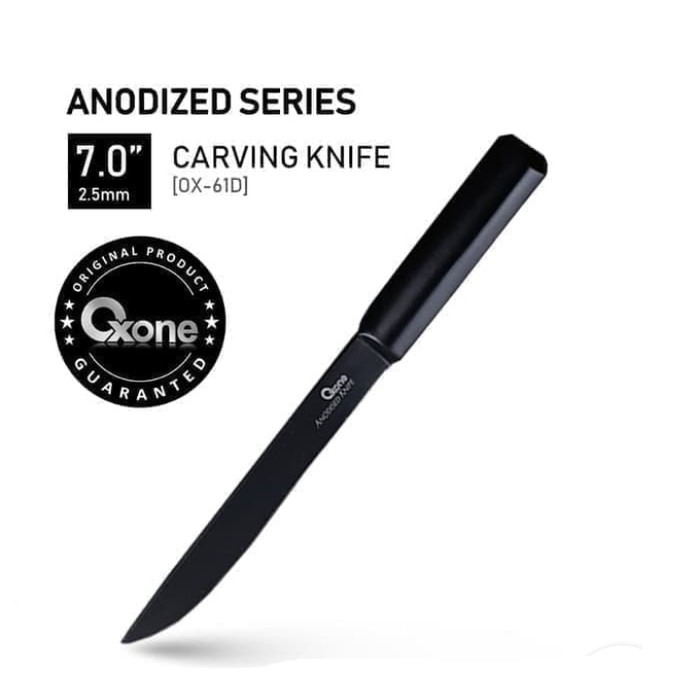 Oxone OX-61D Carving Knife Stainless Steel Pisau Dapur, Pisau Sayur, Pisau Daging Full Black Anodize