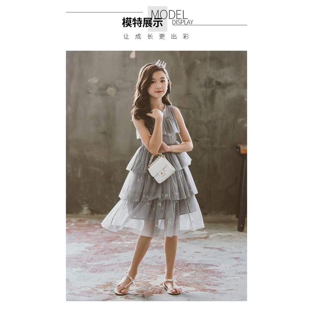 Dress Anak Perempuan Tutu Glitter Gray