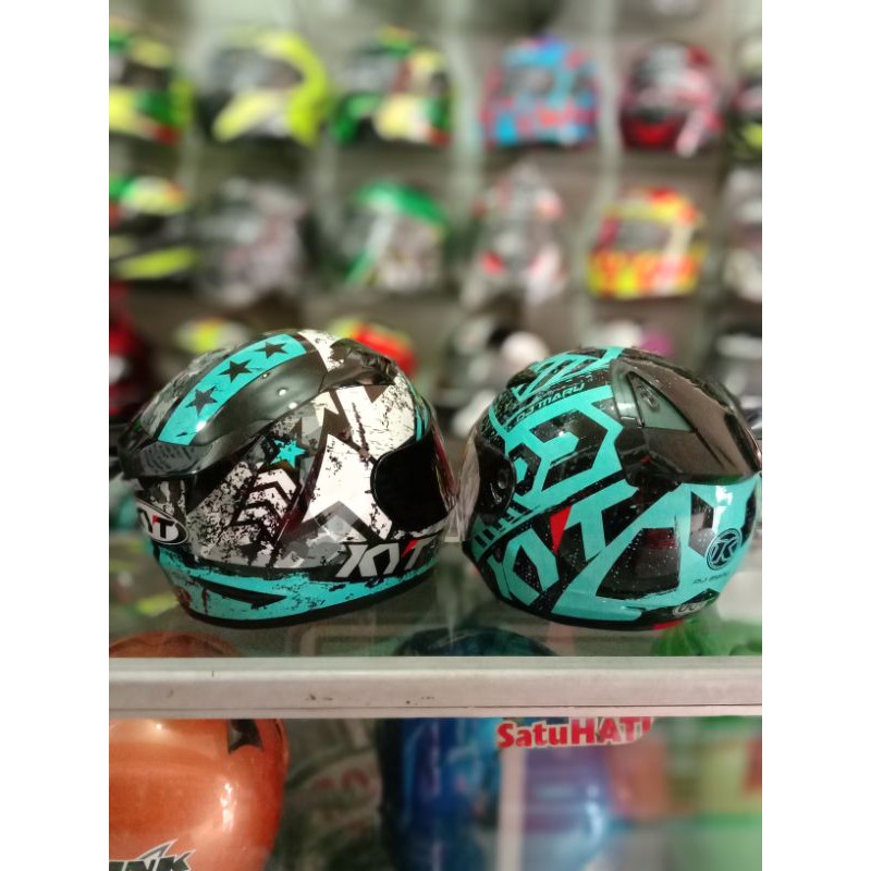 KYT COUPLE KYT R10 #3 AQUABLUE DAN KYT DJ MARU #16 AQUABLUE TERMURAH