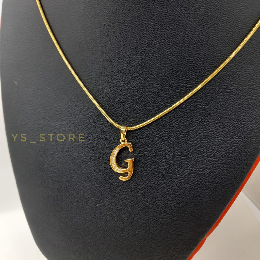 Kalung Titanium Plus Liontin Huruf G Anti Karat Dan Luntur Selamanya
