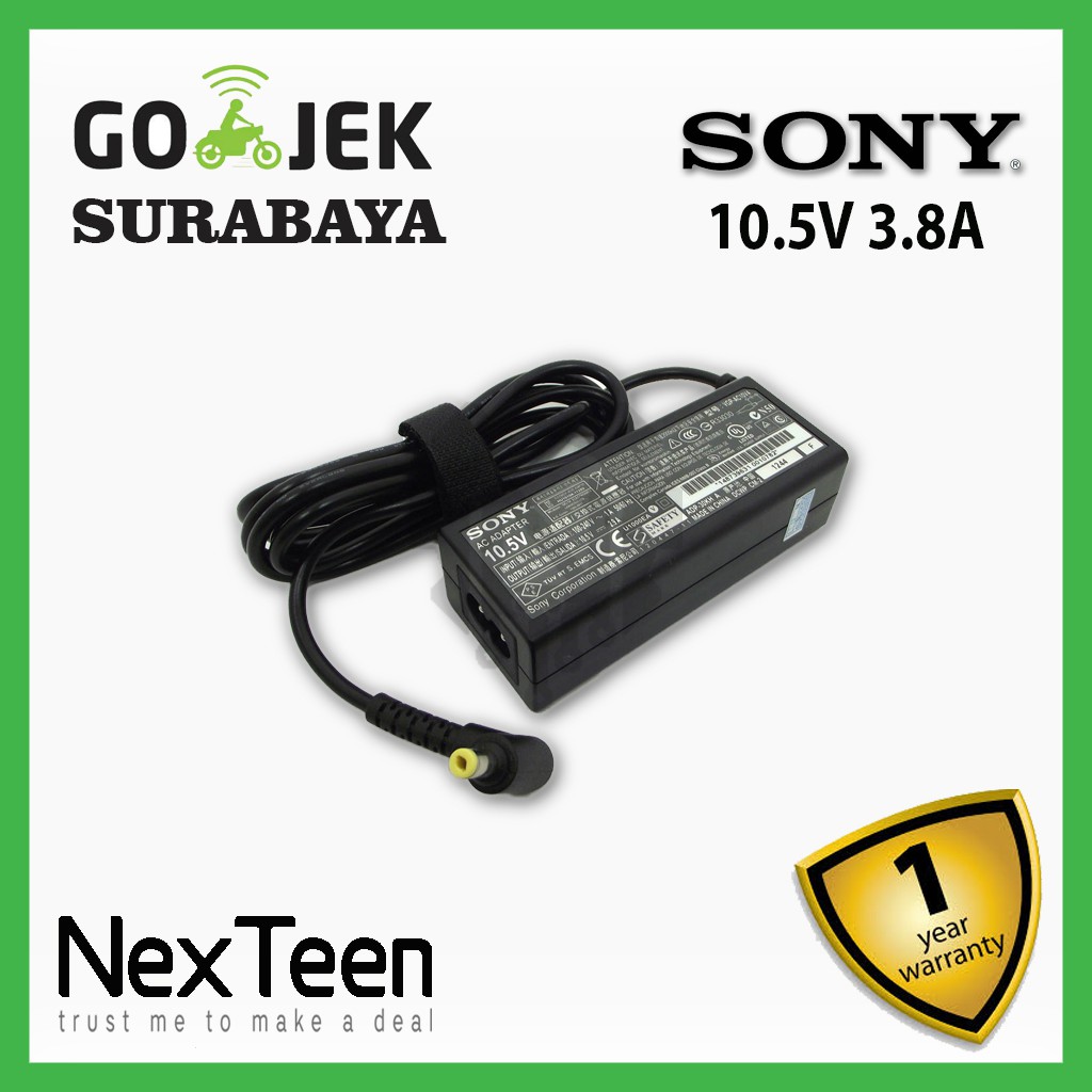 CHARGER SONY VAIO 10.5V 3.8A ORIGINAL GARNSI 1 TAHUN ADAPTOR SONY VAIO