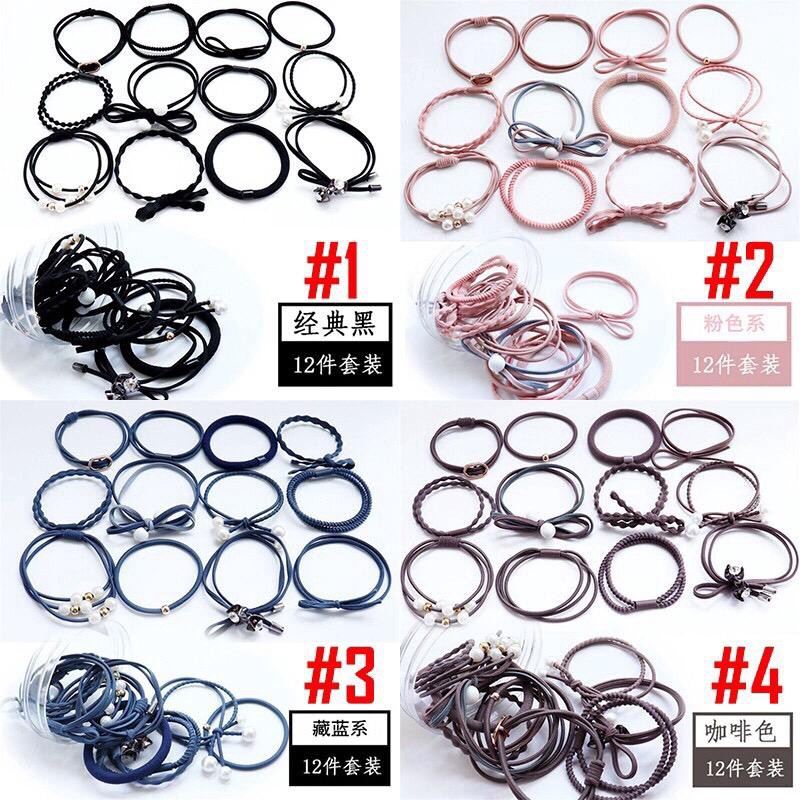 (COD) Ikat Rambut 1 SET ISI 12Pcs/Set Karet Gelang Simple Hair Tie Korean Fashion MALL SHOPPING