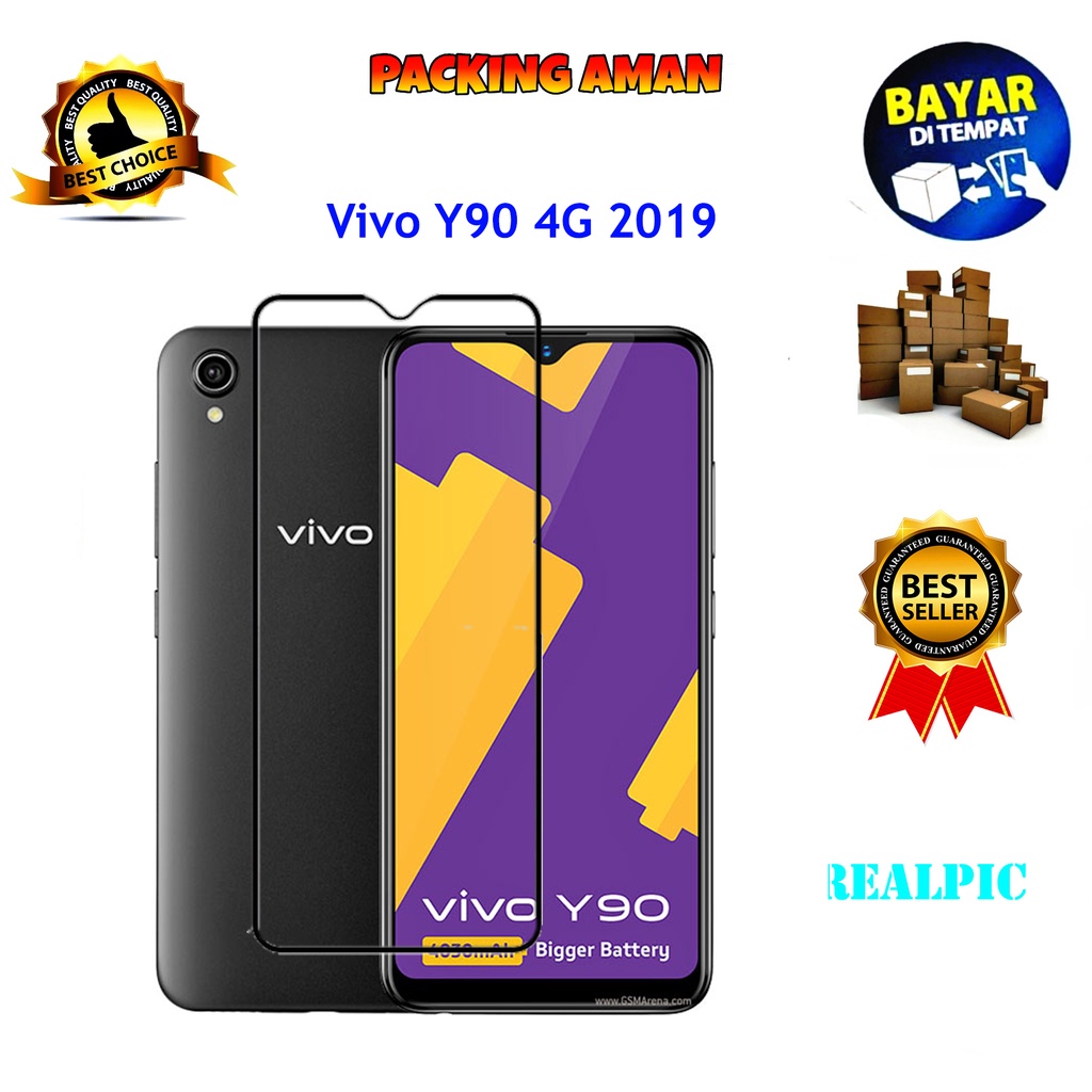 Tempered Glass Vivo Y90 Full Cover / Full Screen Protector Anti Gores