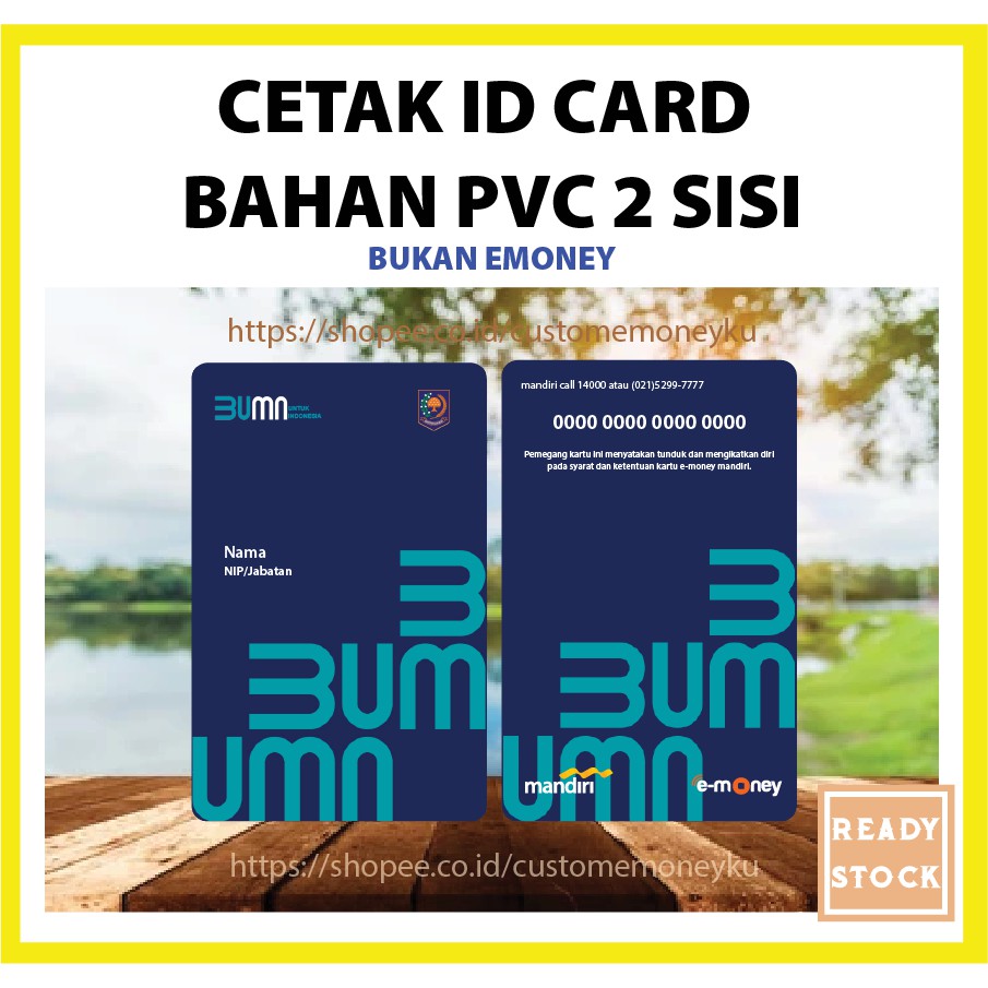 CUSTOM KARTU BAHAN PVC ID CARD BUMN TERBARU KEMENDAGRI KARTU PEGAWAI - 2 SISI