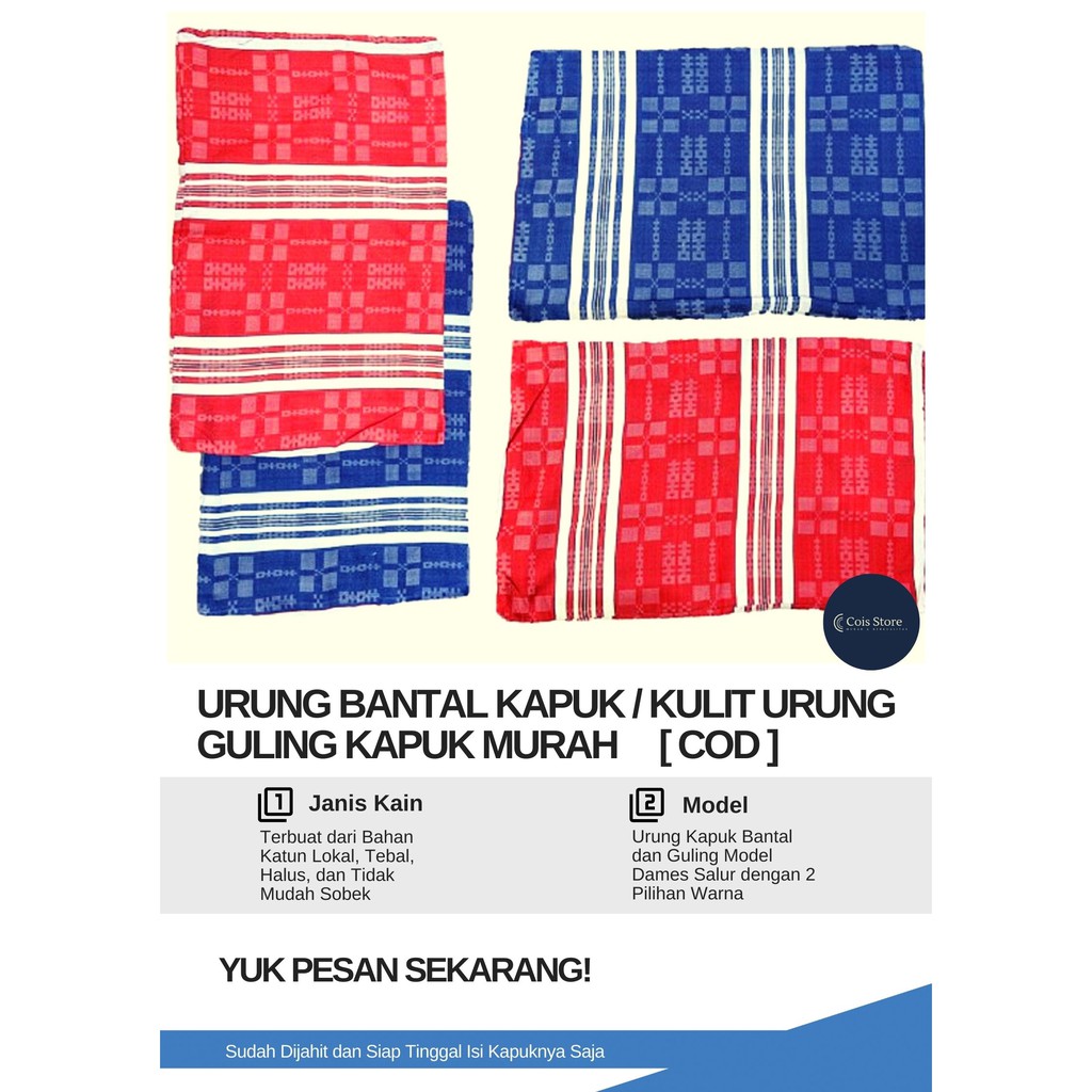 Urung Bantal Kapuk / Kulit Urung Guling Kapuk Motif Salur Murah