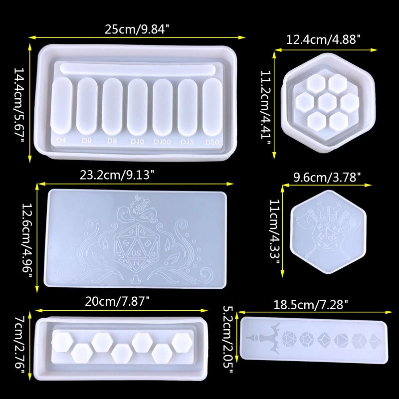 Siy Cetakan Silikon Bentuk Heksagonal Dengan Tutup Untuk Penyimpanan Dadu Resin