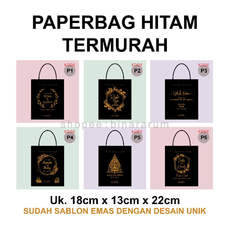 

Paper Bag Hitam 18x13x22cm Paper Bag Nikah Souvenir Packing Olshop Gift Bags