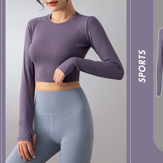[OXY] Baju Olahraga Wanita Lengan Panjang Yoga Crop Top 2003 (S/M/L)-2