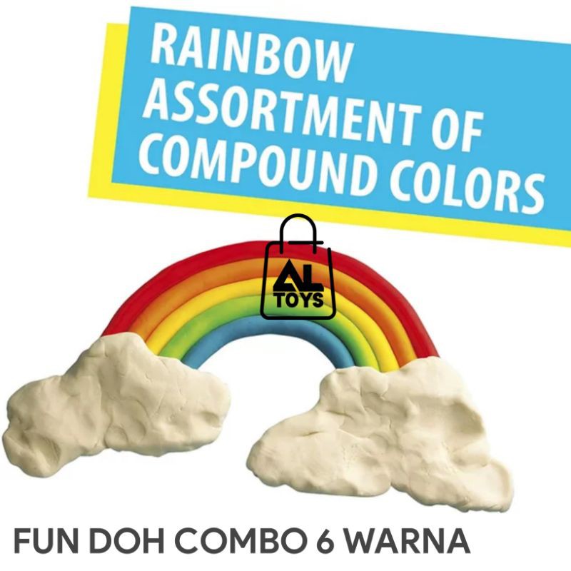 RAINBOW FUN DOH COMBO 6 WARNA MAINAN LILIN MALAM PLASTISIN FUN DOH REFFIL