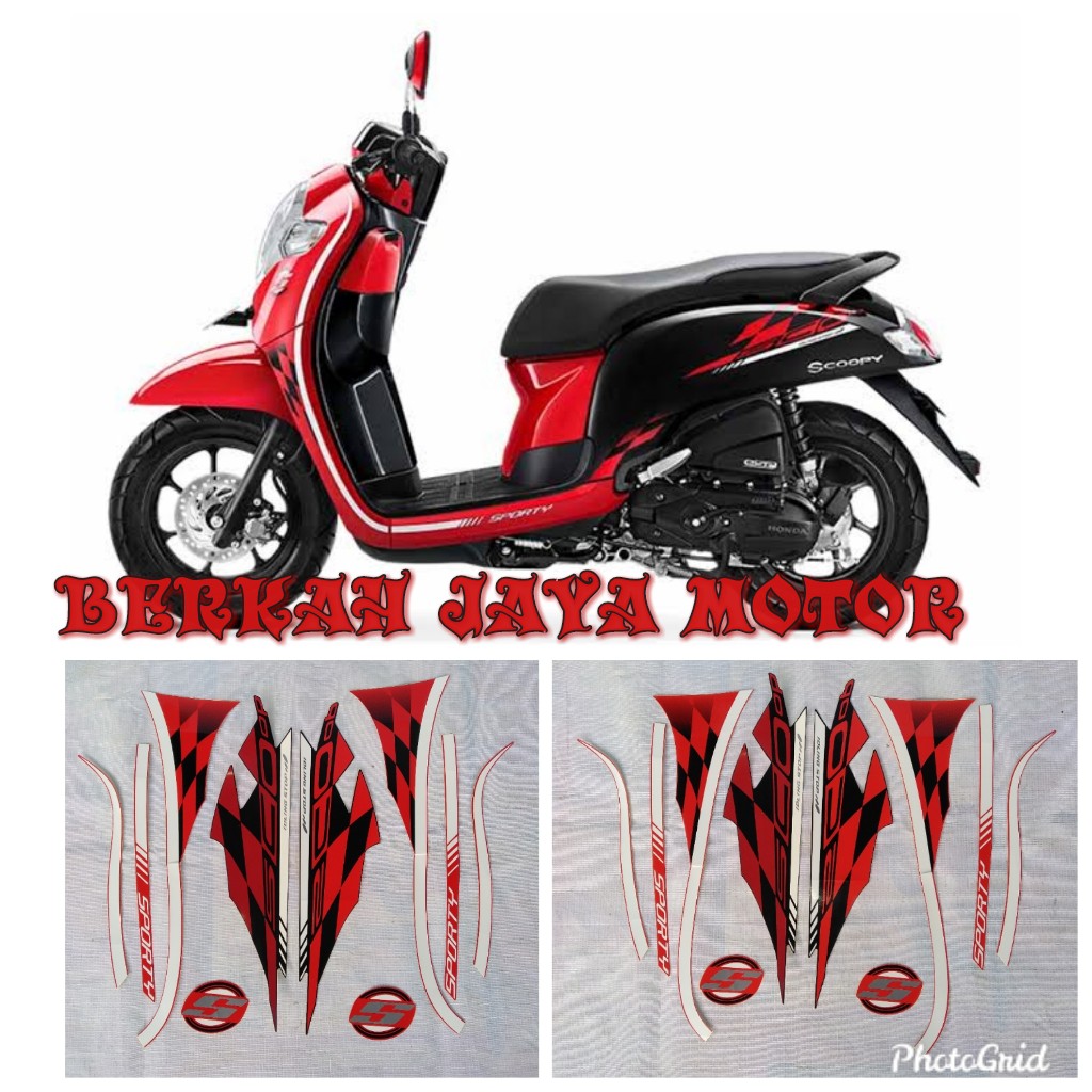 STRIPING SCOOPY F1 TAHUN 2018 BODY HITAM MERAH