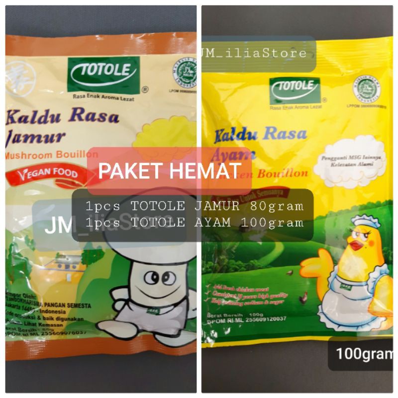 

PAKET HEMAT TOTOLE kaldu jamur 80gram & TOTOLE kaldu ayam 100gram