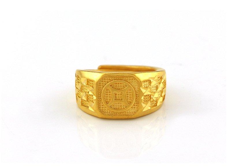 Cincin Emas Asli Kadar 375 Model Terbuka Dapat Disesuaikan Bentuk Persegi Untuk Pria