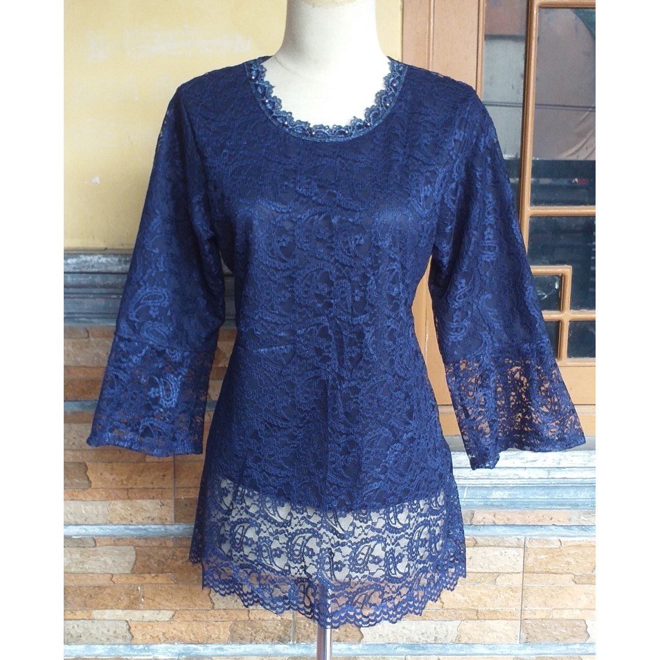Atasan brukat by Aushia || Atasan Brokat modern || Blus Brokat simple-4