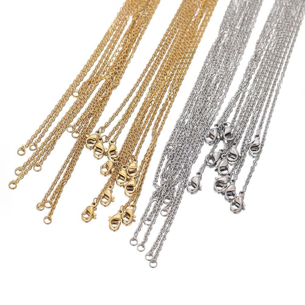 Needway Chains Komponen 10pcs/lot Untuk Membuat Perhiasan DIY Bahan Aksesoris Link Rantai Stainless Steel Dengan Lobster Clasp Kalung Temuan Perhiasan