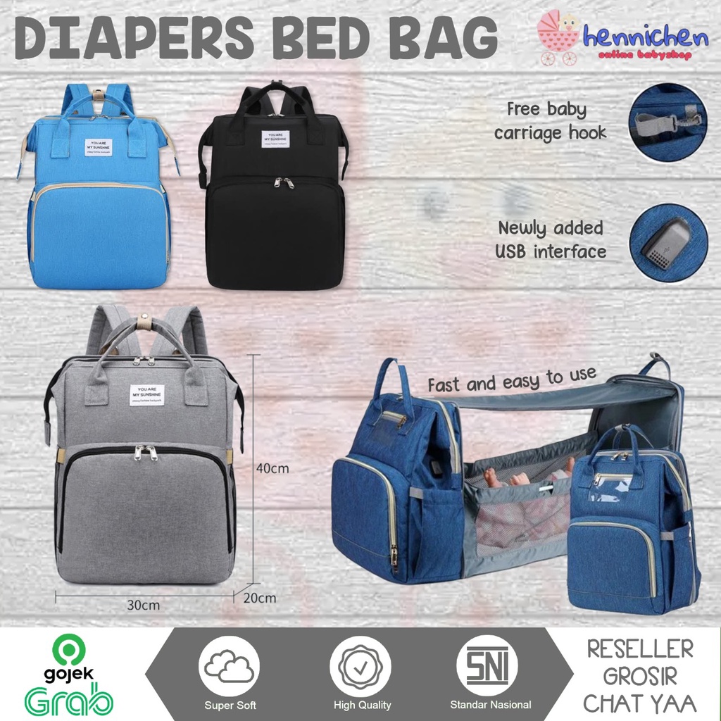 TAS RANSEL BED PREMIUM Impor Tas Ransel Bayi My Sunshine Baby Diaper Split Long Bed Backpack Ibu Anak