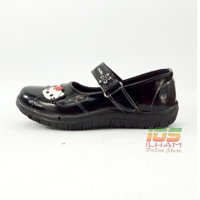 Celena F10 Sepatu Pantofel Anak Hello Kitty Kilap Size 26-35 Hitam