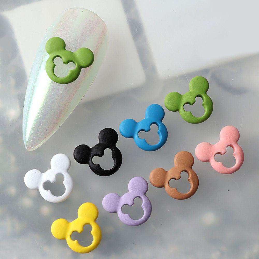 MXBEAUTY Mickey Kepala Perhiasan Nail Art Warna Permen Lucu Berongga Perhiasan DIY Nail Art Ornamen