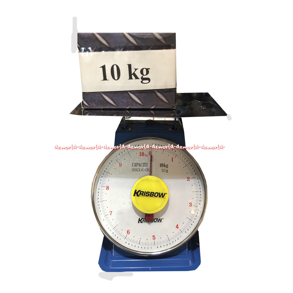 Krisbow Timbangan Barang 10kg Analog Manual Biru Timbangan Dapur 10 Kg Dengan Flat Pan Alat Datar Weigthing Kitchen Scale Kris Bow