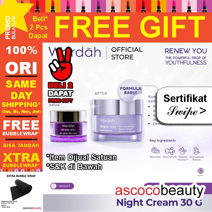 Wardah RENEW YOU ANTI AGING | Day Cream Night Eye Intensive Serum Treatment Toner Essence Facial Wash Face ✰ ascocobeauty ✰