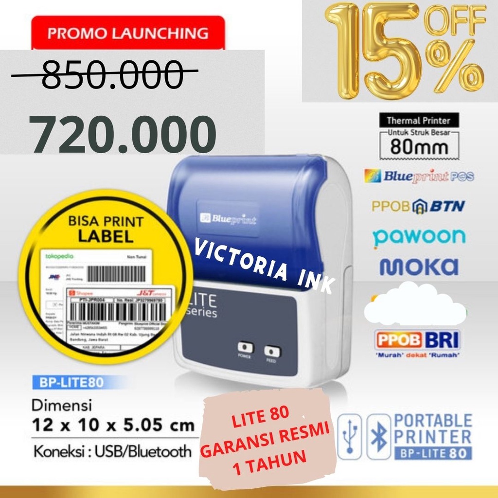 Printer Thermal Blueprint Portable Printer Thermal Label Kasir BLUEPRINT BP LITE80 LITE 80 lite 80 L