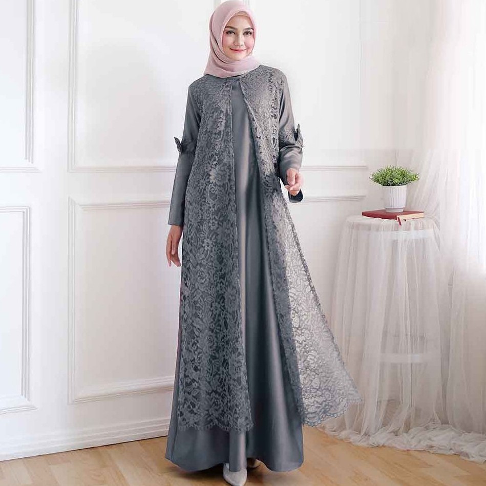 Gamis Pesta Mewah Kondangan Elegan Import Brukat Terbaru Seragam Brokat NATALI MAXI