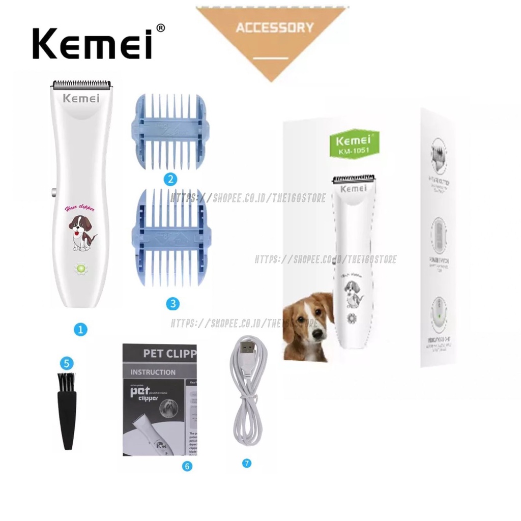 Alat Cukur Bulu Hewan Original Kemei KM-1051 Pet Clipper Rechargeable Cukuran Anjing Kucing kelinci KM 1051