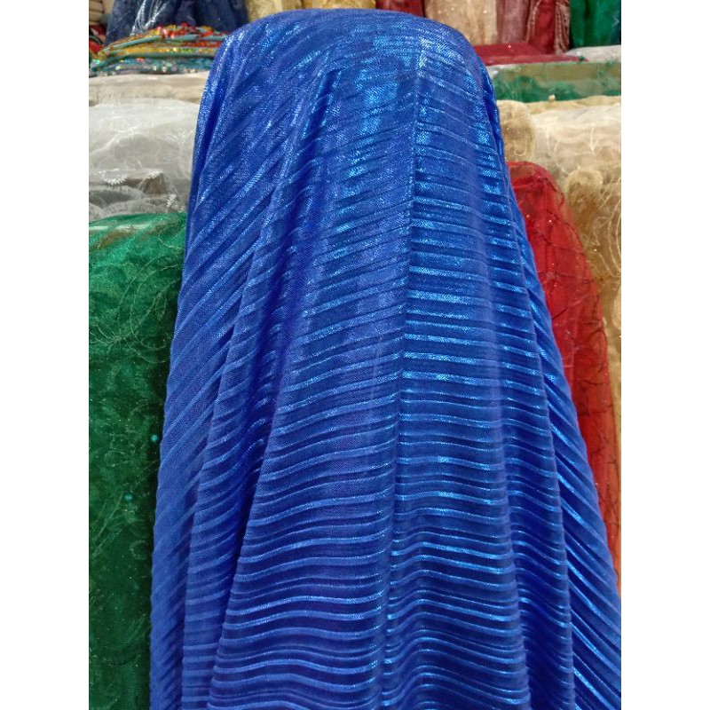 kain/bahan plisket/plisket biru elektrik | harga 0,5 meter