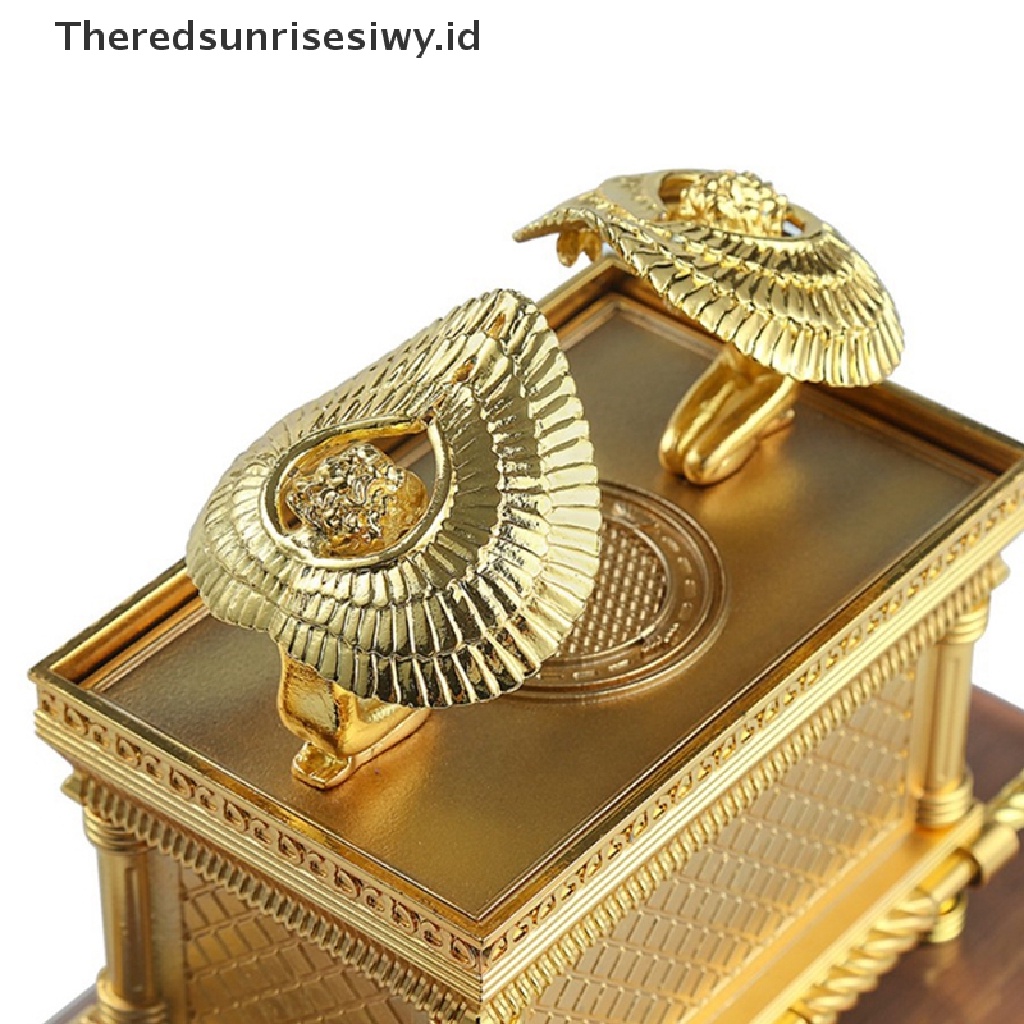 # Alat Rumah Tangga # Replika Patung Ark of the Covenant Lapis Emas Dengan Tongkat Konten Aaron