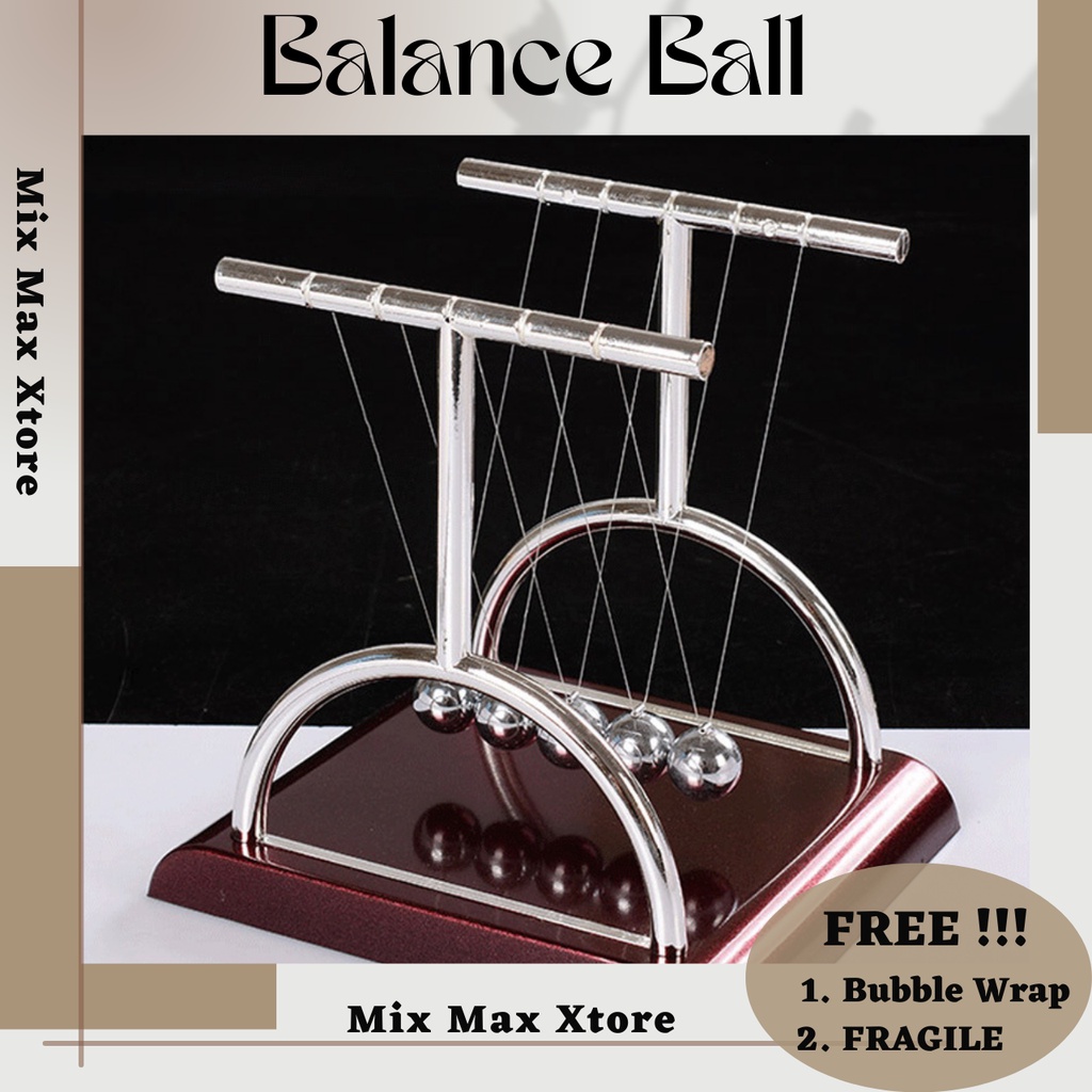 Balance Ball Pajangan Meja Pendulum Newton Model T Size S - Brown