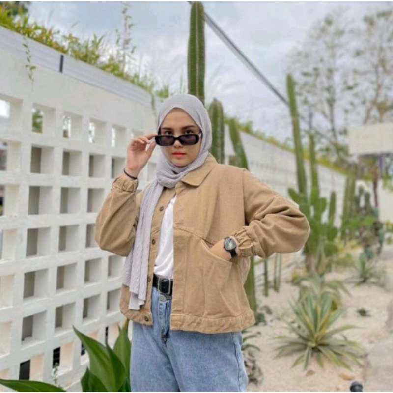 Baggy Vintages Jaket Jeans Wanita Oversize