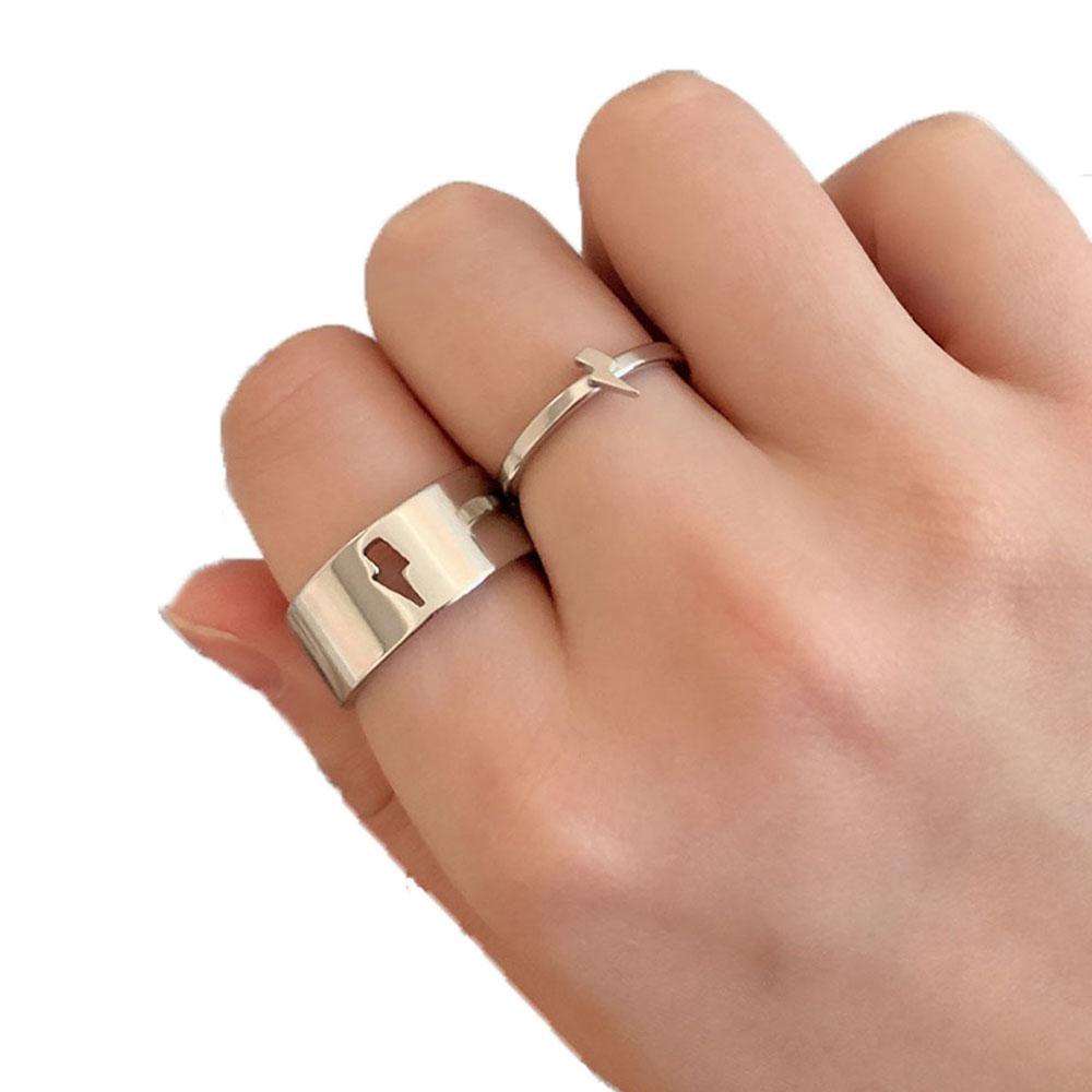 Mxbeauty Cincin Pasangan Trendy Punk Senada Cinta Pria Pesawat Perhiasan Fashion
