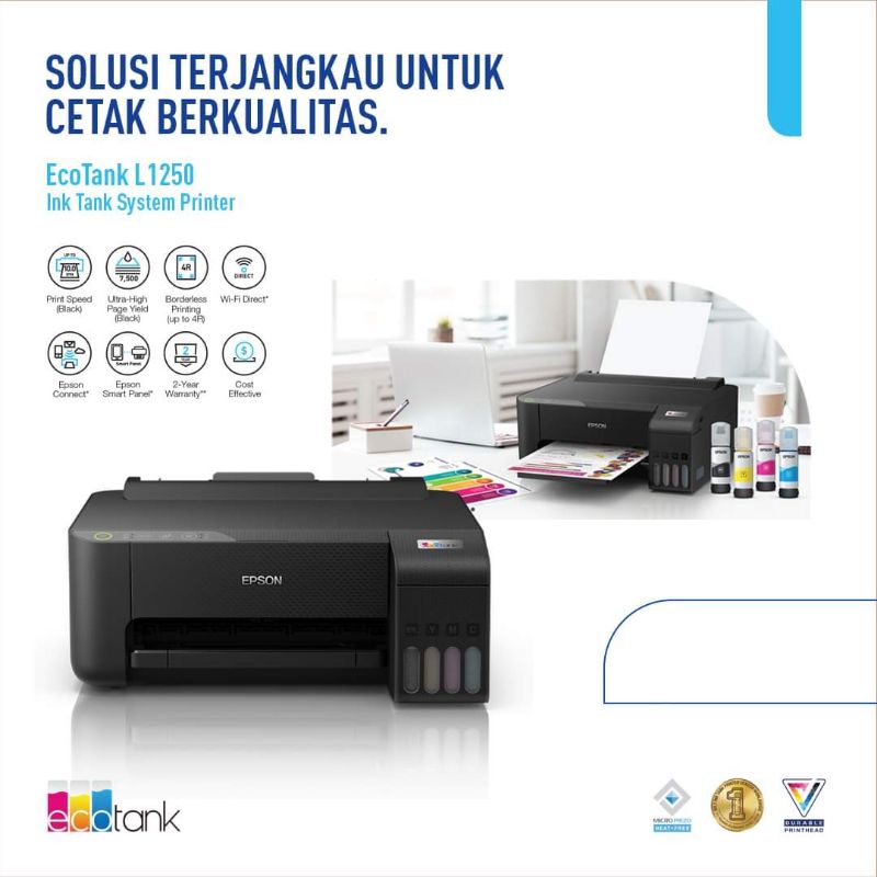 Epson EcoTank L1250 A4 Wi-Fi Ink Tank Printer 100% GARANSI RESMI