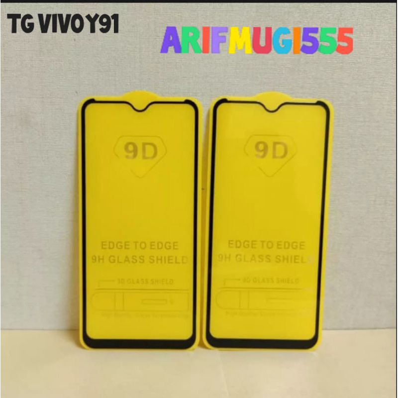 Tempered Glas Anti Gores Kaca Full Vivo Y91 list hitam