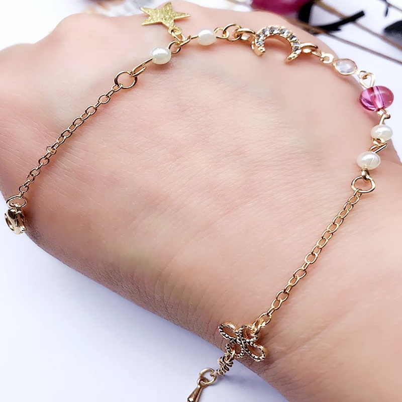 【Ready Stock】✨Gelang Dengan Anti karat Dan Anti Luntur COD Liontin Bentuk Bintang Dan Bulan Gaya Korea Untuk Aksesoris Wanita Fashion Murah 2022 Terbaru