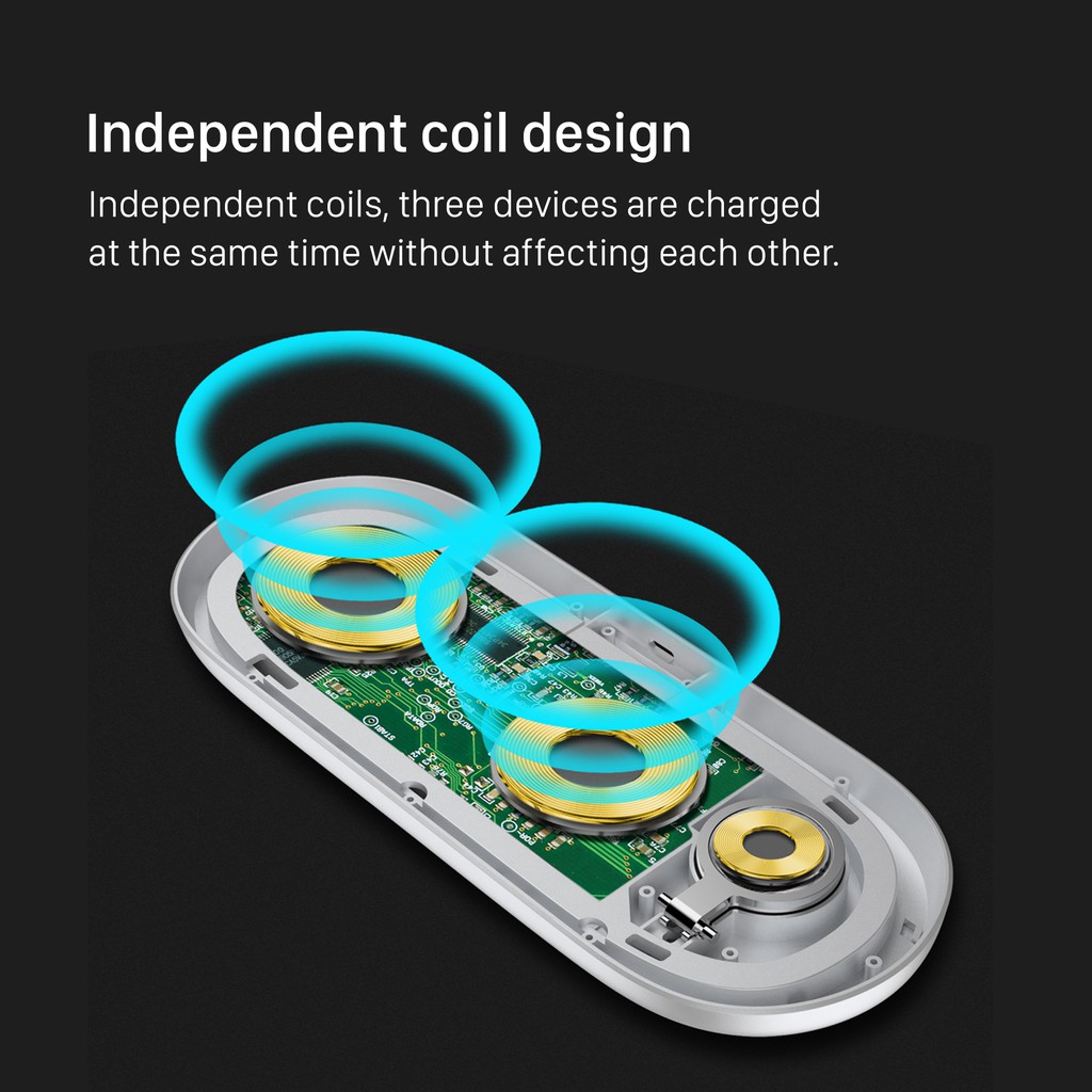 KiiP V6 Wireless Charger Pad 3in1 Fast Charging Iphone Samsung Watch