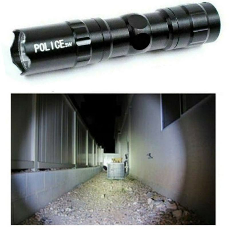 Senter police swat mini waterproof anti air LED putih batre AA